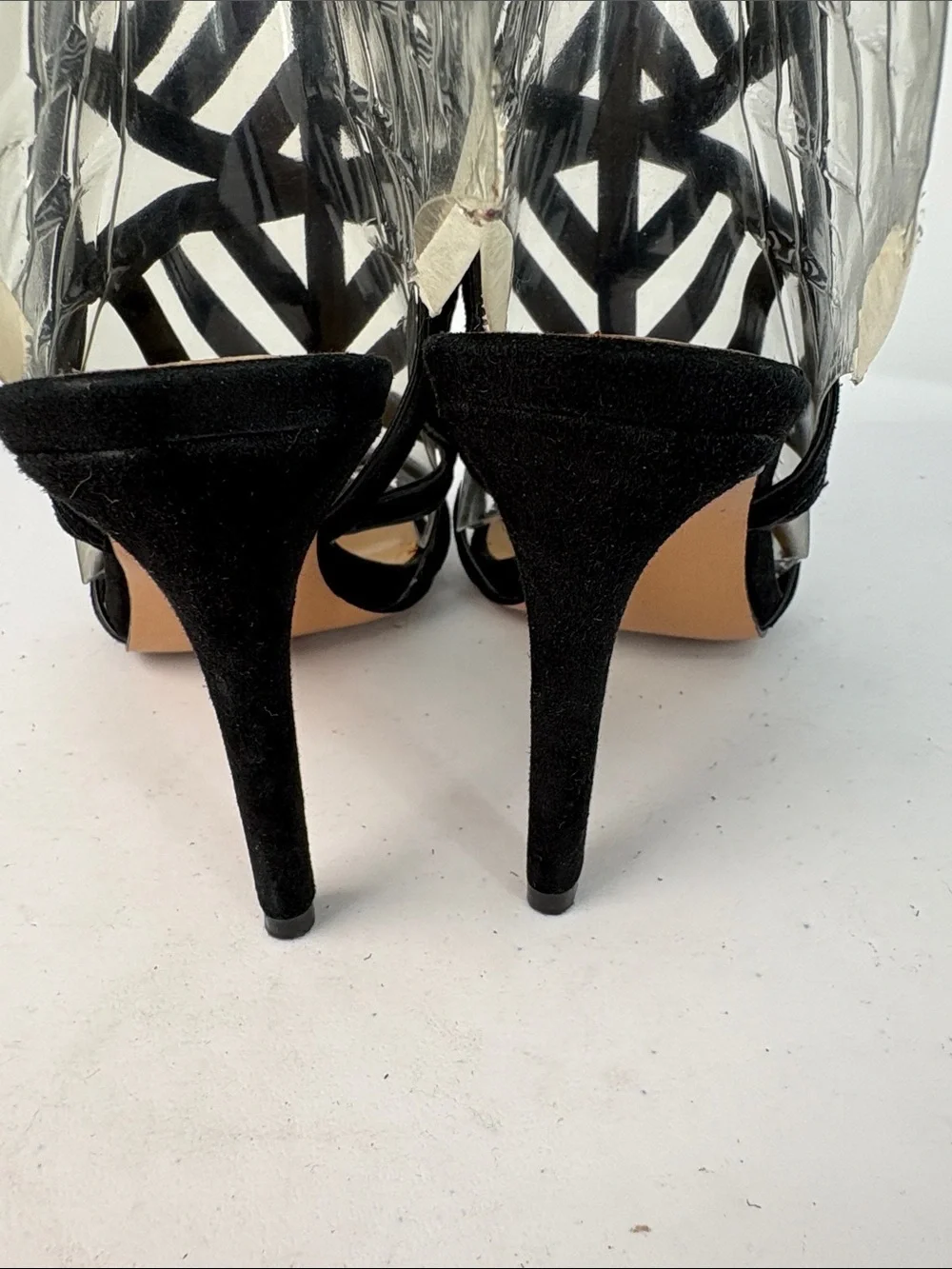 🌪️ Banana Republic leather and suede cage Black Strappy Lace-Up Heeled Sandals